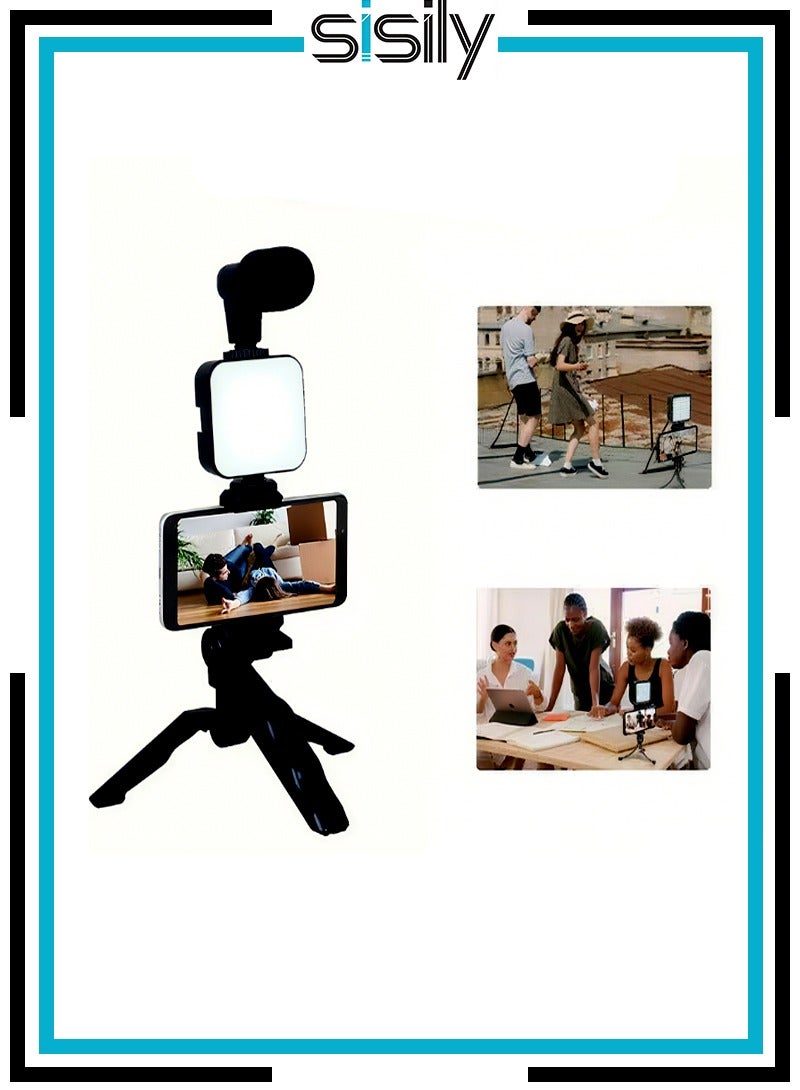 Sisily Fill light-All - in - One Smartphone Video Kit: Tripod, Mic, LED Light for Vlogging - Image 1