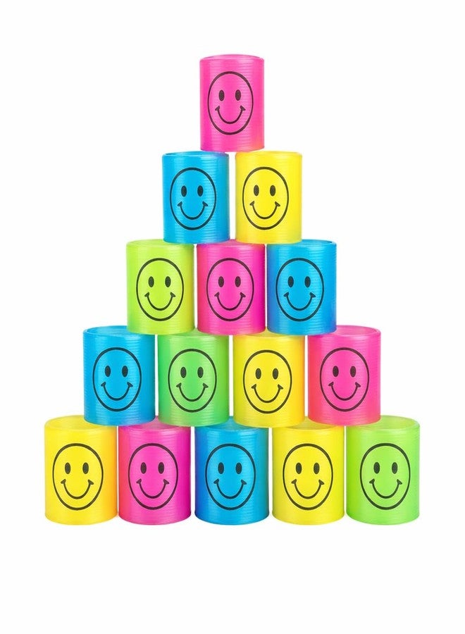 SSKR Mini Rainbow Spring Toy Set (Pack of 60) | Smiley Face Colorful Stretchable Coil Toy for Kids | Stress Relief & Best Birthday Return Gifts - Image 1