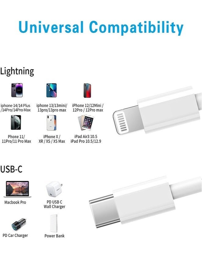 كابل شحن iPhone 2M [MFi معتمد] USB C إلى كابل شاحن البرق تسليم الطاقة الشحن السريع PD 20W كابل شحن iPhone لـ iPhone 14/14 Pro / 14 Plus / 14 Pro Max ، iPad Pro ، iPhone 8-13 جميع السلسلة - Image 4