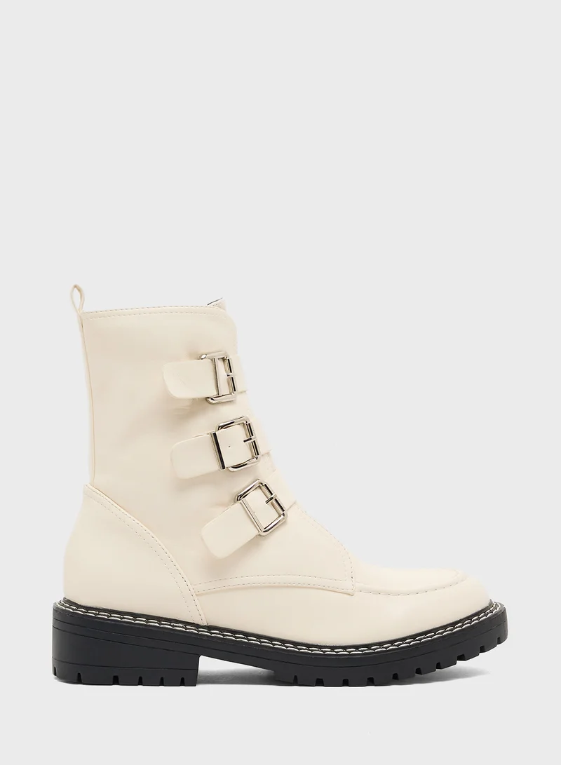 Ginger Buckled Ankle Boots