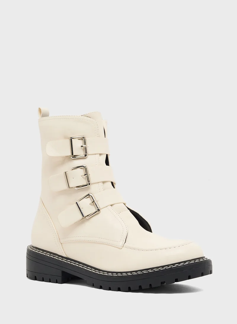 Ginger Buckled Ankle Boots