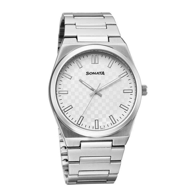 Sonata Festive 2.0 Quartz Silver Round Dial Men's Watch | Stainless Steel Strap Material | Watches for Men Analog - 77200SM02 - Image 4