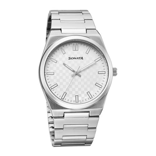 Sonata Festive 2.0 Quartz Silver Round Dial Men's Watch | Stainless Steel Strap Material | Watches for Men Analog - 77200SM02 - Image 1