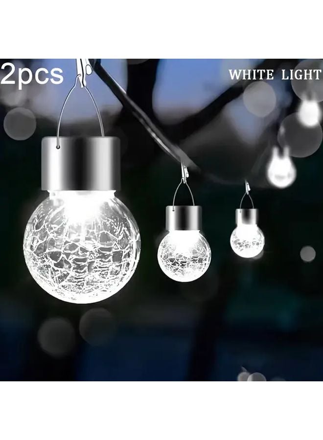 قطعتان من مصابيح الحدائق الشمسية البيضاء للخارج، مقاومة للماء، فوانيس كروية للأسوار والشرفات والممرات - Image 1