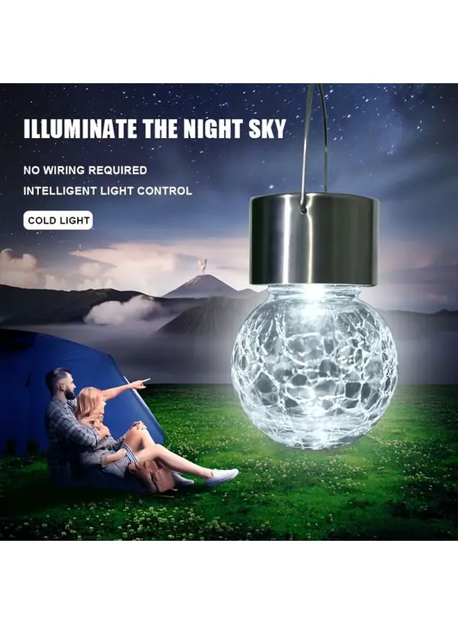 قطعتان من مصابيح الحدائق الشمسية البيضاء للخارج، مقاومة للماء، فوانيس كروية للأسوار والشرفات والممرات - Image 2