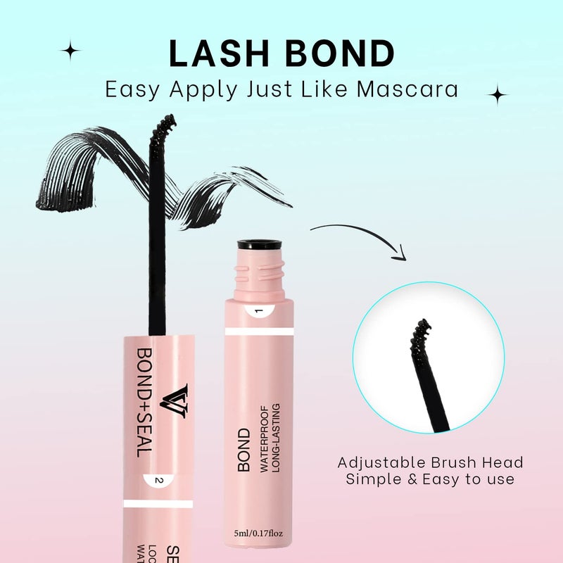 VAVALASH Lash Bond and Seal Cluster Lash Glue Individual Lashes Glue for DIY Lash Extensions Long Retention Strong Hold 48-72 Hours Waterproof Lash Bond for Lash Clusters(5ml+5ml) - Image 3