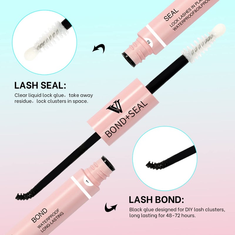 VAVALASH Lash Bond and Seal Cluster Lash Glue Individual Lashes Glue for DIY Lash Extensions Long Retention Strong Hold 48-72 Hours Waterproof Lash Bond for Lash Clusters(5ml+5ml) - Image 2