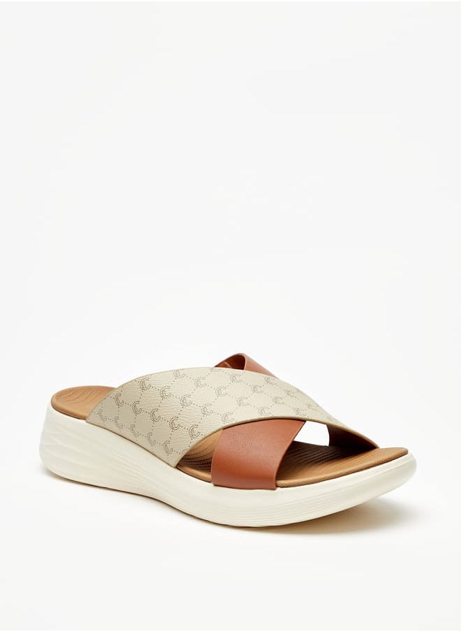 Le Confort Women Monogram Print Slip-On Flatform Sandals  - Image 1