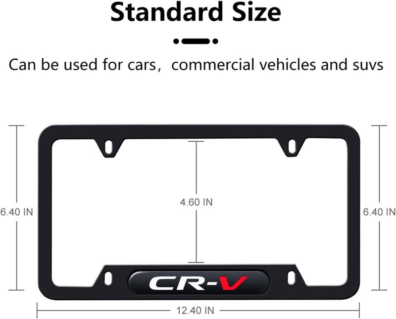 HUIANTS 2PCS License Plate Frames Compatible with Honda CRV Cars, Universal Aluminum Alloy Car License Plate Holders with 4 Holes for CR-V Ownersï¼ˆIt Will not Cover The License Plateï¼‰ - Image 3