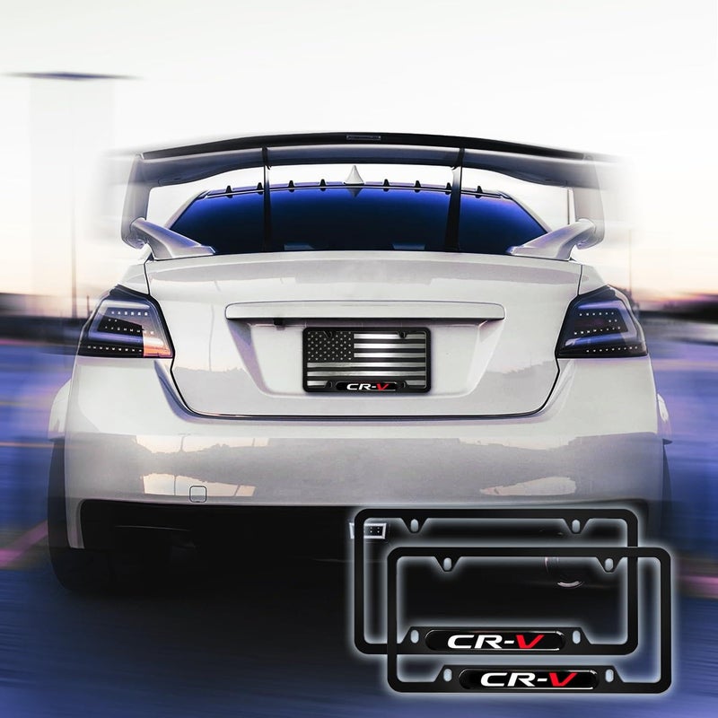 HUIANTS 2PCS License Plate Frames Compatible with Honda CRV Cars, Universal Aluminum Alloy Car License Plate Holders with 4 Holes for CR-V Ownersï¼ˆIt Will not Cover The License Plateï¼‰ - Image 2