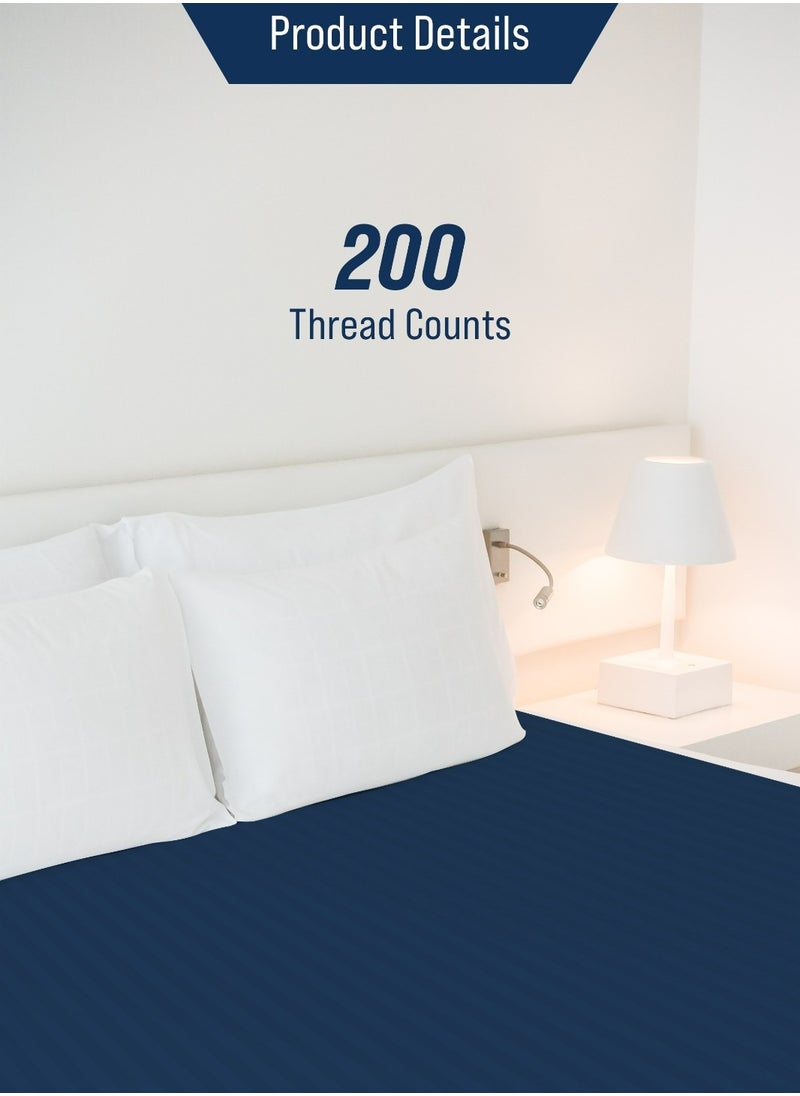 American Linen Double Fitted Sheet 100% Cotton 200 Thread Count Breathable Bedding Sheet Comfortable Bed Sheets For Bedroom  160 x 200 cm Blue  - Image 3