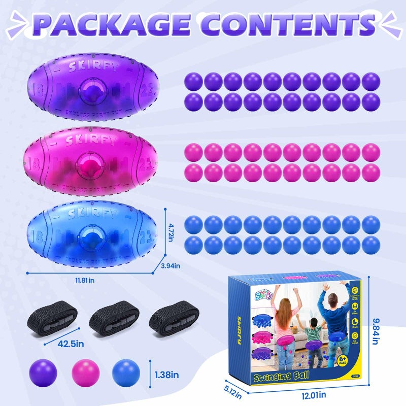 Skirfy Outdoor Party Games for Kids Adults, Translucent 3 Pack Shaking Ball Toy with 60 Balls, Birthday Outdoor Indoor Toys, Family Carnival Birthday Carvinal Game for Boy Girl Age 4-12 - Image 5
