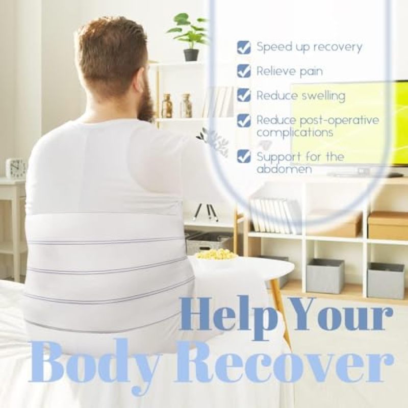 Men's Abdominal Girdle XL White - Targeted Compression Post-Operative Support Binder for Hernia Surgery Recovery - Image 4