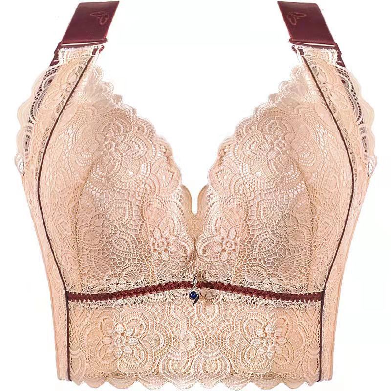 Focus On Plus Size Thin Lace Wireless Push-Up High Side Breast Collection Anti-Sagging Adjustable Top Support Underwear - Image 1