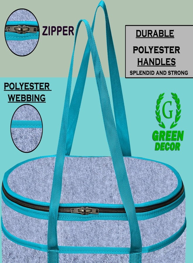 GREEN DECOR Non Woven Fabric Cute Oval Shape Diaper Caddy Bag with Handle & ZipLock for Smart Mothers Baby Diaper Caddy Wipes Felt Storage Organizers,Foldable & Portable(Grey&AquaBlue- 15X10X9 Inch) - Image 4