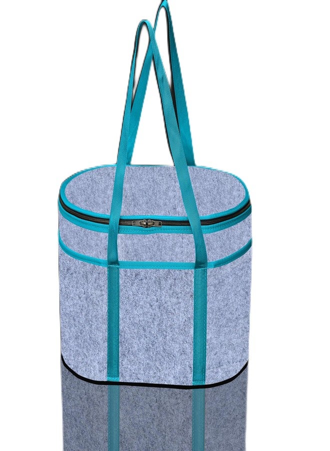 GREEN DECOR Non Woven Fabric Cute Oval Shape Diaper Caddy Bag with Handle & ZipLock for Smart Mothers Baby Diaper Caddy Wipes Felt Storage Organizers,Foldable & Portable(Grey&AquaBlue- 15X10X9 Inch) - Image 1