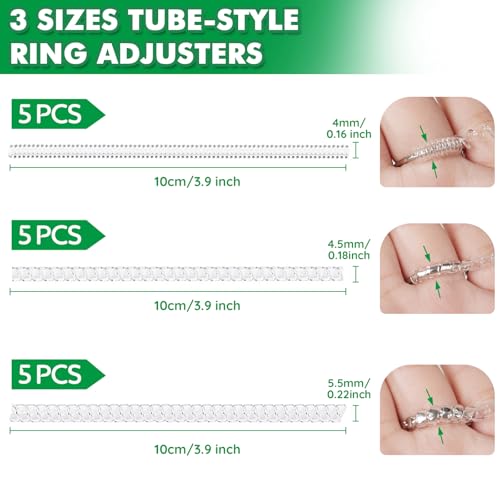 Anpro Ring Sizer Adjusters for Loose Rings - 15-Pack Multiple Styles, Invisible Spacer Guards & Tighteners for Women, Fits Almost Any Ring - Image 2