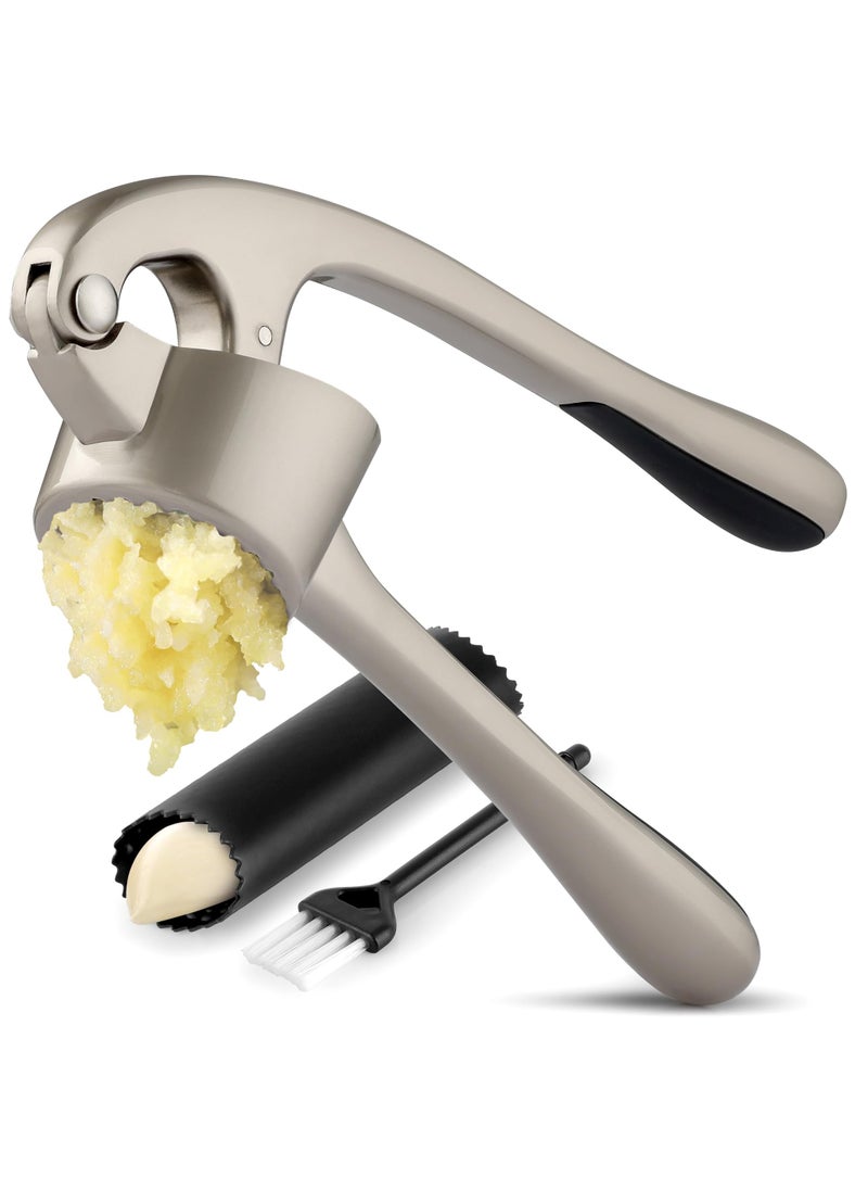 Generic Garlic Press Set,Bigger Bowl Bigger Garlic,Rust Proof,Dishwasher Safe Garlic Mincer Tool - Easy-Squeeze, Easy-Clean Silicone Garlic Peeler  Brush  - Image 1