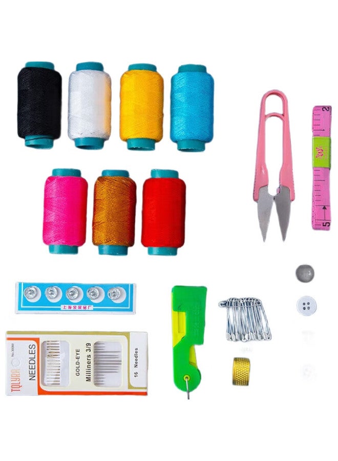 JAJALIN Home Sewing Kit With 7 Thread Spools, Travel Sewing Supplies, Mending Tools, Storage Pouch, Random Color - Image 2