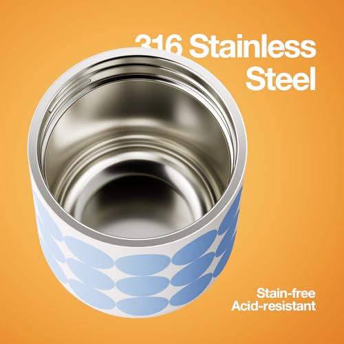 CHAKO LAB Food Jar 15 oz | Stainless Steel Vacuum Insulated for Hot Food and Cold Food | Wide Mouth Leak Proof Lunch Storage for Smoothie Bowl, Soup, Yogurt(White and Blue) - Image 5