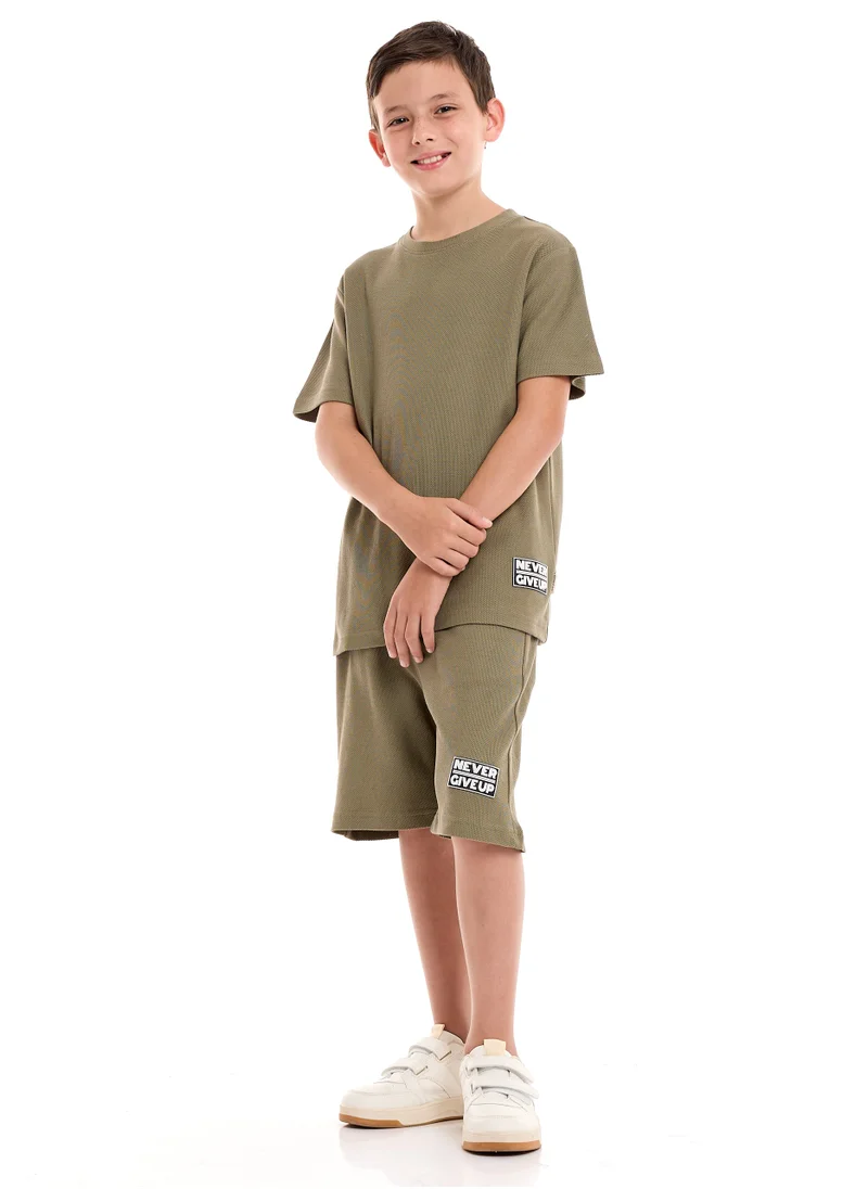 victor and jane Boys 2-Piece Set: T-Shirt & short for (6-12 Years) Green