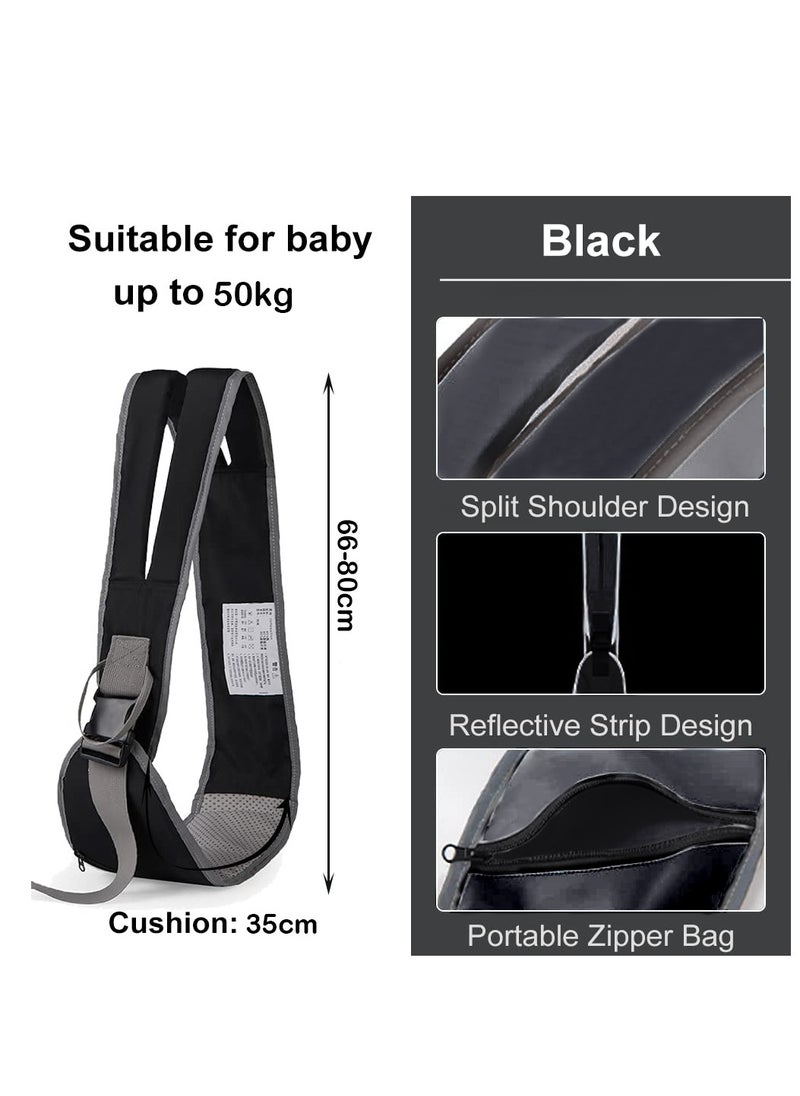 Bebiland - Baby Carrier, Portable Ergonomic Baby Sling with Adjustable Comfortable Shoulder Straps, Soft Anti-Slip Toddler Sling for Newborn, Infant up to 50kg (Black) - Image 1