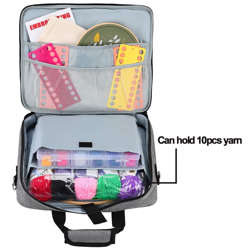 looen Embroidery Project Bag, Embroidery Kits Storage Bag,Multifunctional Bag for Crochet Hooks Embroidery Floss Organizer String Bracelet Kit Sewing Thread Accessories - Image 4