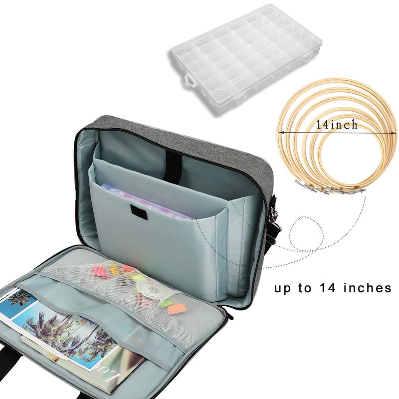 looen Embroidery Project Bag, Embroidery Kits Storage Bag,Multifunctional Bag for Crochet Hooks Embroidery Floss Organizer String Bracelet Kit Sewing Thread Accessories - Image 3
