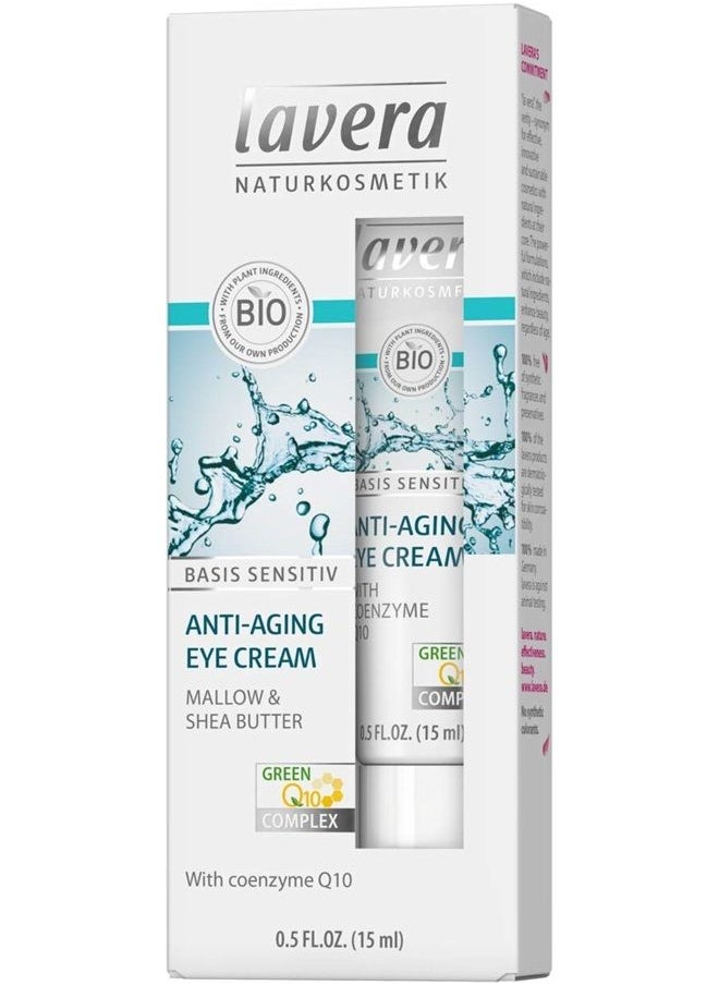 lavera ® Anti-Aging Eye Cream with innovative natural composition of coenzyme Q10, Organic Jojoba Oil & Aloe Vera to actively fight wrinkles, fine lines & signs of skin aging for under eyes – 0.5 Oz  - Image 1
