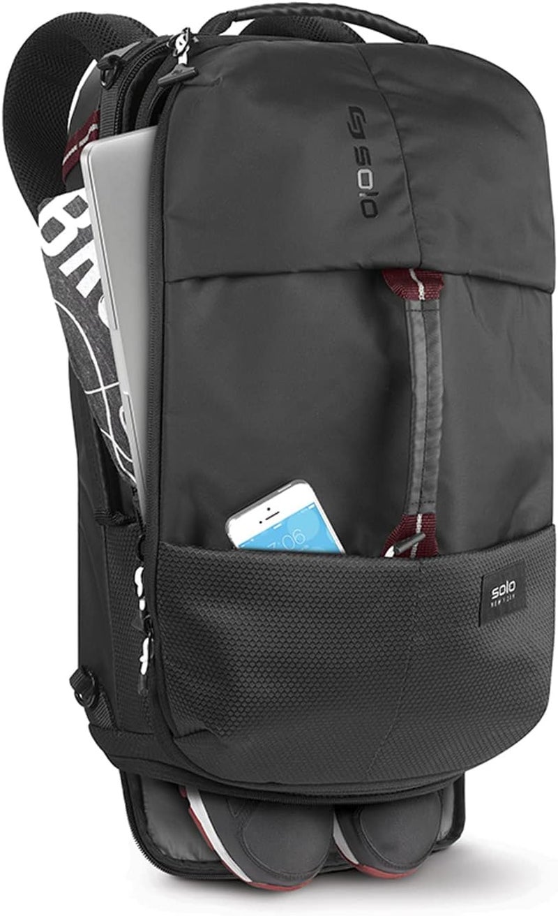 Solo New York Hybrid Backpack Duffel  Convertible Travel Duffle Bag for Men  Women Carry On Size Use for Gym Flights or Work Separate Shoe Compartment Padded Straps  AllStar Black - Image 5