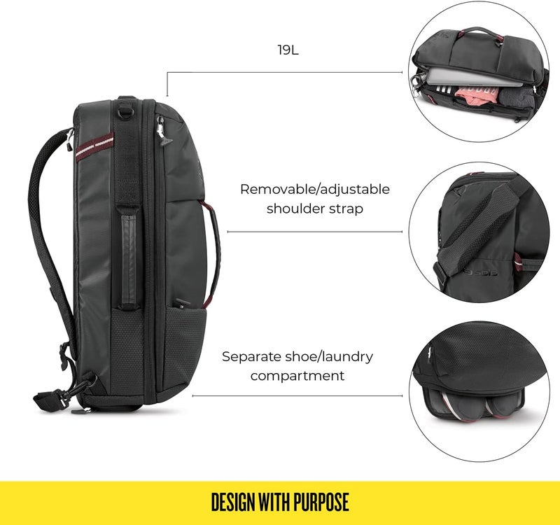 Solo New York Hybrid Backpack Duffel  Convertible Travel Duffle Bag for Men  Women Carry On Size Use for Gym Flights or Work Separate Shoe Compartment Padded Straps  AllStar Black - Image 3