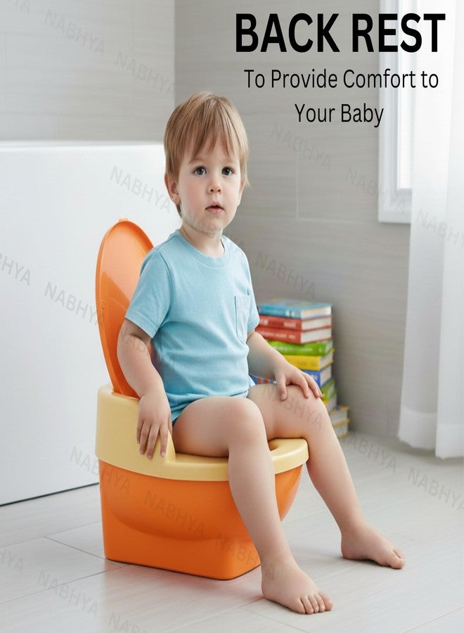 Nabhya Baby Toilet Training Potty Seat Upper Closing Lid and Removable Bowl (Orange) - Image 4