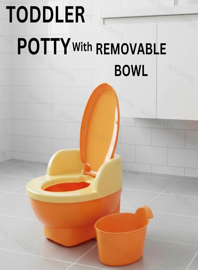 Nabhya Baby Toilet Training Potty Seat Upper Closing Lid and Removable Bowl (Orange) - Image 2