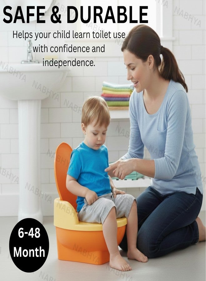 Nabhya Baby Toilet Training Potty Seat Upper Closing Lid and Removable Bowl (Orange) - Image 5