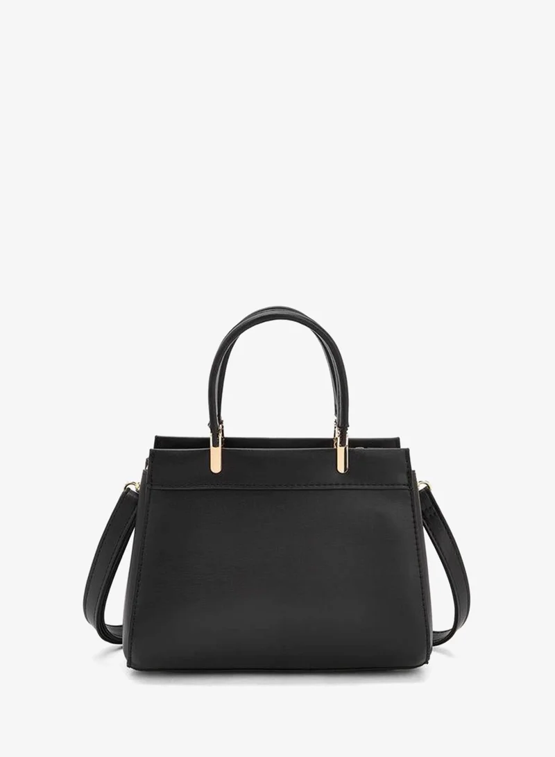 Flora Bella By Shoexpress BLACK Flora Bella Logo Embossed Tote Bag with Detachable Strap for Women | Best Price UAE