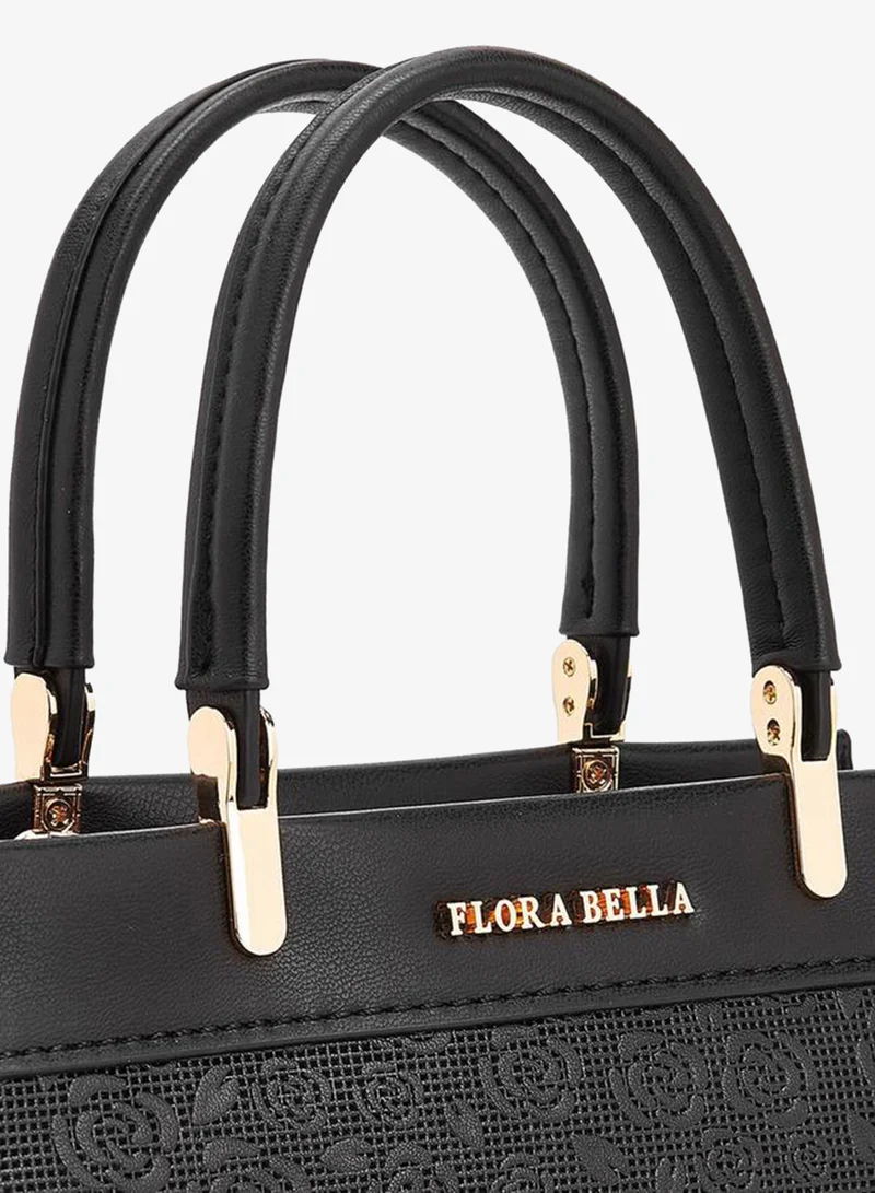 Flora Bella By Shoexpress BLACK Flora Bella Logo Embossed Tote Bag with Detachable Strap for Women | Best Price UAE