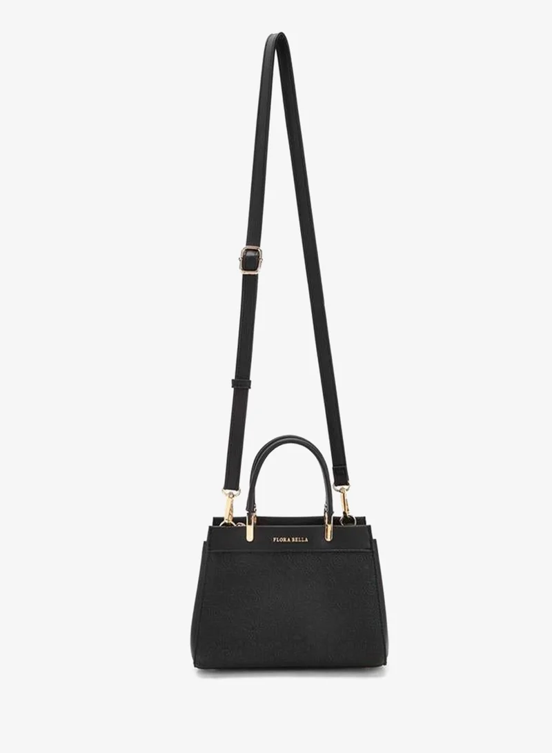 Flora Bella By Shoexpress BLACK Flora Bella Logo Embossed Tote Bag with Detachable Strap for Women | Best Price UAE