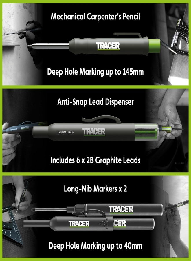 Tracer مجموعة أدوات تحديد الحفر العميقة الكاملة من Tracer - تتضمن قلم تحديد دائم مزدوج الرأس طويل الرأس للحفر العميق وقلم رصاص للحفر العميق مع 6 رؤوس رصاص بديلة وحافظة للموقع - Image 2