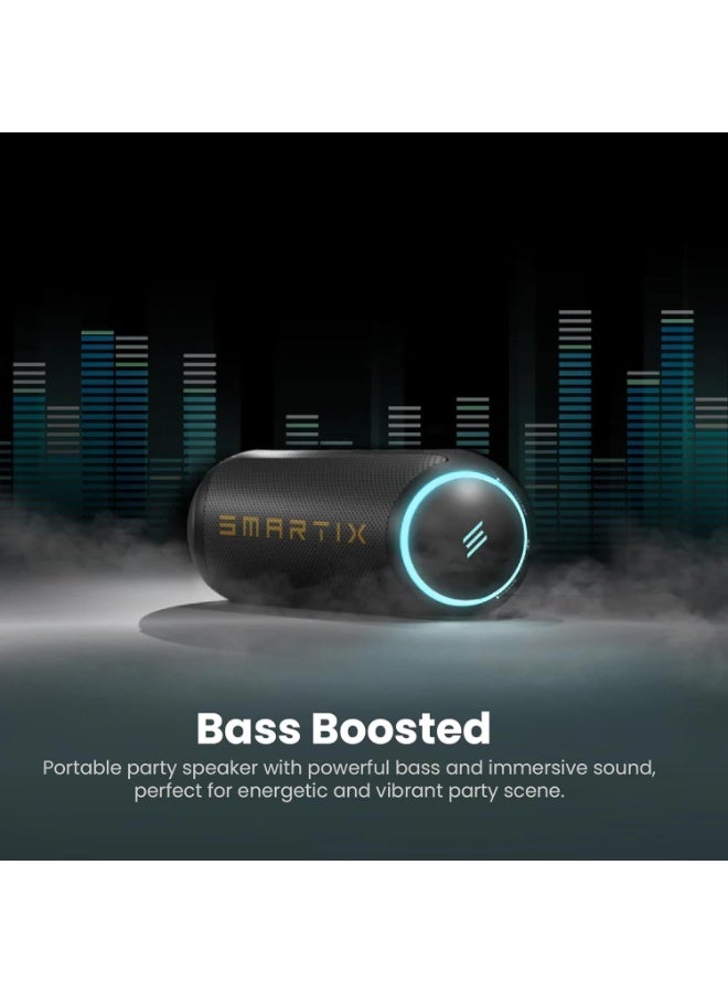 Smartix SoundPod Immerse Portable Bluetooth Speaker 12Wx2, Indoor & Outdoor Usage, Bluetooth V5.0, Signal to noise ratio 280dB, Dynamic EQ, RGB Light, Support SD Card, U-disk - Black - Image 4