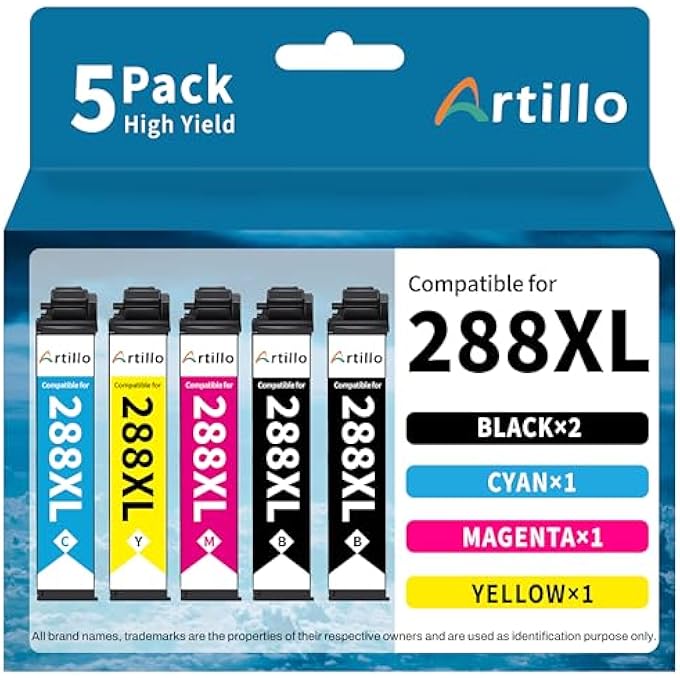 REMANUFACTURED INK CARTRIDGE REPLACEMENT FOR EPSON 288 INK CARTRIDGES 288XL T288 T288XL FOR EPSON EXPRESSION XP-330 XP-340 XP-430 XP-434 XP-440 XP-446 PRINTER (2BLACK 1CYAN 1MAGENTA 1YELLOW) - Image 1