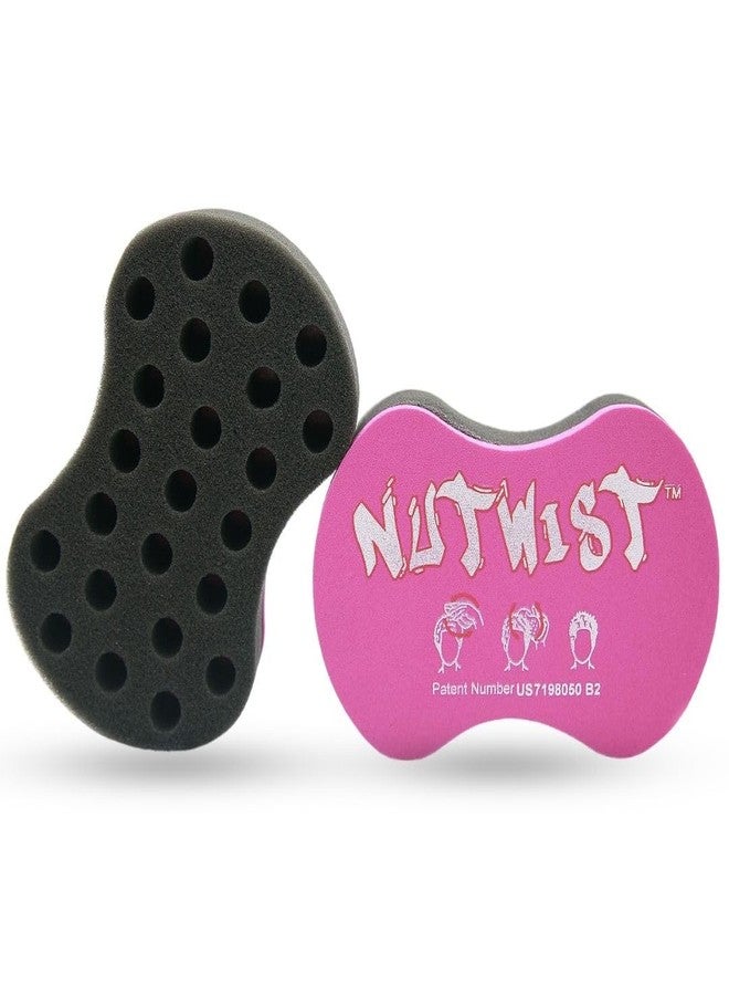 Nudred NuTwist Dread Twist Hair Sponge for Curls Black Men, Coils, and Twists - Hair Twisting Sponge Barber's Curling Care Brushes for Afro Curly Freeform Dreads, Curls Large Holes, Pink - Image 1