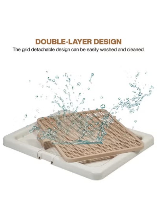 NNC PETS Dog toilet tray with Removable grid and Anti-slip base, Leak-resistant puppy potty training pad holder for Puppies & Small dogs, Suitable for Indoor/Outdoor use, 55 cm (BEIGE) - Image 4