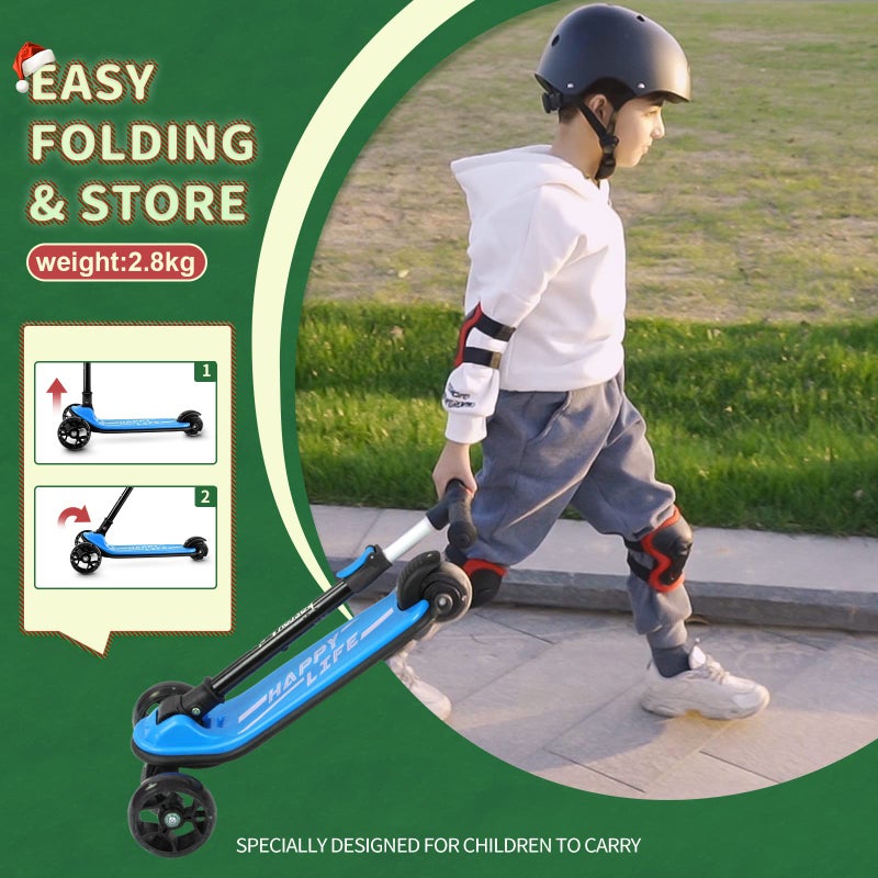 besrey Kick Scooter for Kids Ages 3-10, 3 Wheel Scooter for Kids with Adjustable Height, Folding Kids Scooter with LED Light Wheels Rear Brak Extra Wide Deck Outdoor Activities for Boys/Girls - Image 5