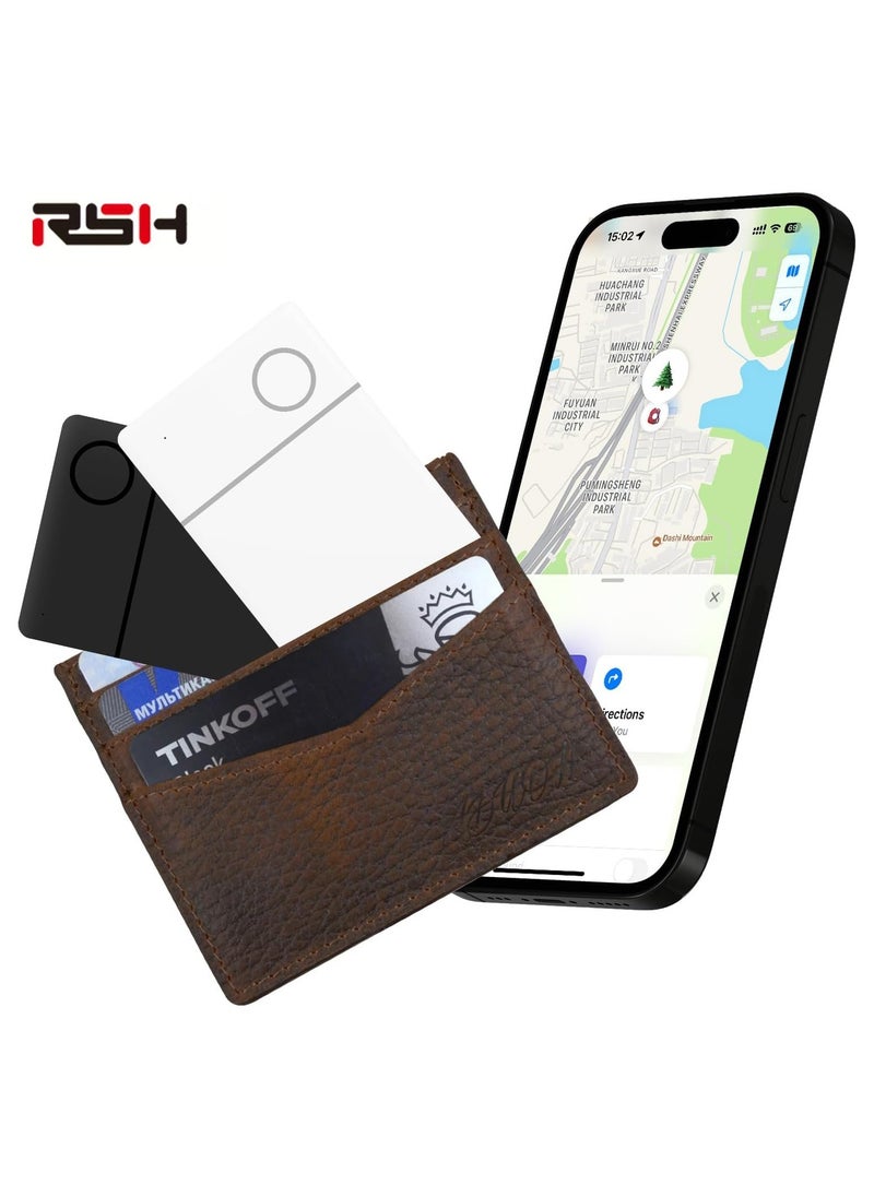 RSH Wallet Tracker Card Rechargeable Key Finder Luggage Tracker Item Locator Work with Apple Find My,Smart Bluetooth Tracker for Suitcase,Bag,Backpack Smart Tag Finder 2 Pack (Not Supported Android)  - Image 1