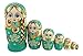 Winterworm Cute Little Girl with Big Braid Handmade Matryoshka Wishing Dolls Russian Nesting Dolls Set 7 Pieces Wooden Kids Gifts Toy Home Decoration Green - Image 4