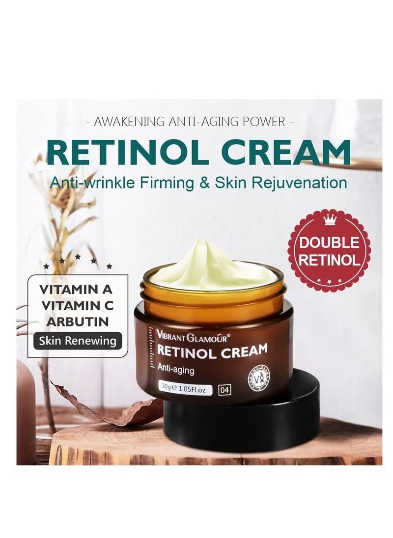 Vibrant Glamour - Retinol Skin Moisturizing Whitening Cream ,Anti-Wrinkle, Anti-Aging,Brightening and Lightening,Pores Repair Lighten Sensitive Area Dark Spots Hyaluronic Acid Active Retinol Added 30g - Image 1