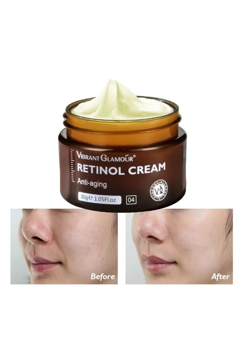 Vibrant Glamour - Retinol Skin Moisturizing Whitening Cream ,Anti-Wrinkle, Anti-Aging,Brightening and Lightening,Pores Repair Lighten Sensitive Area Dark Spots Hyaluronic Acid Active Retinol Added 30g - Image 1