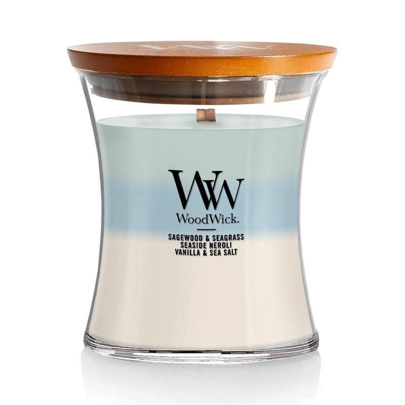WoodWick Oceanic Trilogy Gifts for Women and Men, 9.7 oz Medium Hourglass Trilogy Candle with Crackling Wick - Image 1