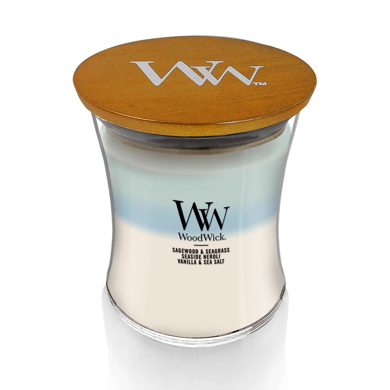 WoodWick Oceanic Trilogy Gifts for Women and Men, 9.7 oz Medium Hourglass Trilogy Candle with Crackling Wick - Image 2