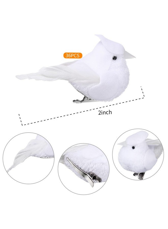 Canlierr Set of 36 Cardinal Bird with Clip Handmade Christmas Artificial Birds Clip Ornaments Fake Tree Birds Artificial Birds for Christmas Tree Outdoor Wreaths Crafts, 2'', 4'', 6''(White) - Image 2